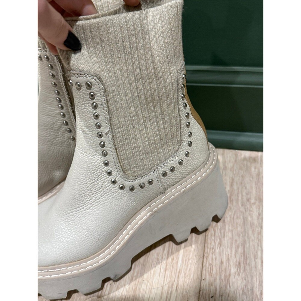 Dolce Vita Hoven H2o Studded Ivory Leather Boots sz 5 - Picture 3 of 6